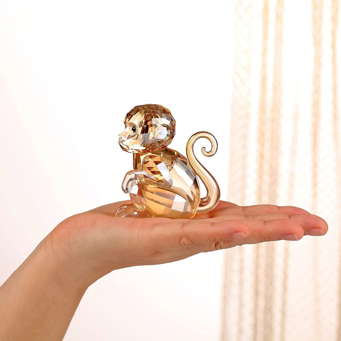 DOJOZ Crystal Little Monkey Animals Lovely Craft Decorations for Home Ornaments Christmas Collectible Birthday Gifts Figurines (Purple)