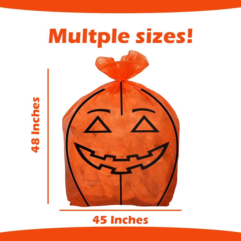 Set Of 4 Halloween Decorative Giant Lawn Bags With Twist Ties (Pumpkin & Ghost)