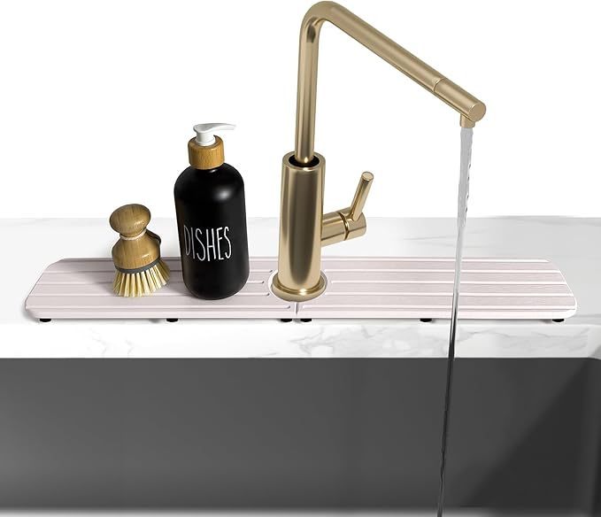 23.6inch x 4inch Kitchen Sink Faucet Mat, Water Absorbing Stone Faucet Splash