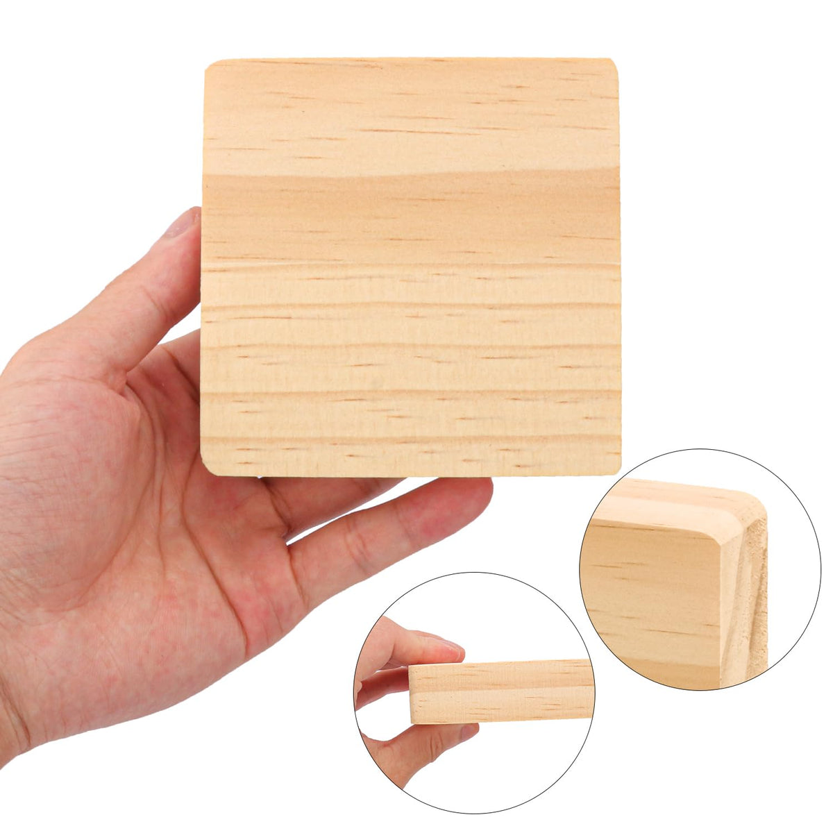 kukmakri 25 Pack Unfinished Wood Blocks for Crafts - 4 X 4 X 1 Inch Wooden Square Blocks, Premium Pine Wood Boards for Artistic Engraving, Perfect Panels for All DIY Craft Projects
