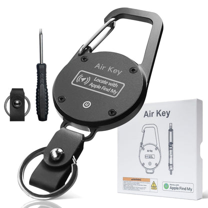 QEG Keychain, Key Finder Works with Apple Find My, llaveros para Hombres,Carabiner Car Key Chains with GPS Tracker, Anti-Lost Keyring Finder Locator, Minimalist Key Holder for Men (iOS Only),Black