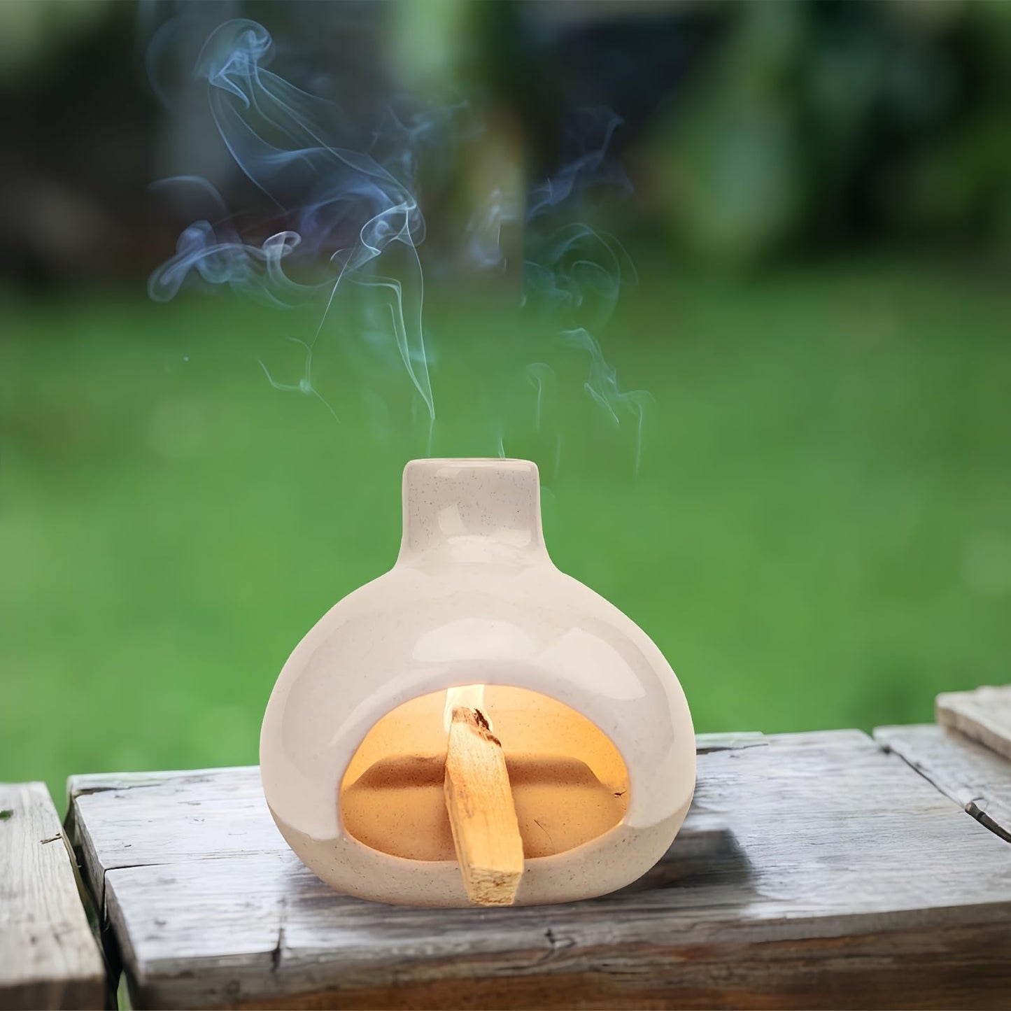 Palo Santo Holder-Mini Chimenea Incense Burner for Wood Sticks, Sage, Cones, Palo Santo Burner for Yoga Meditation Room Home Decor (Sand)