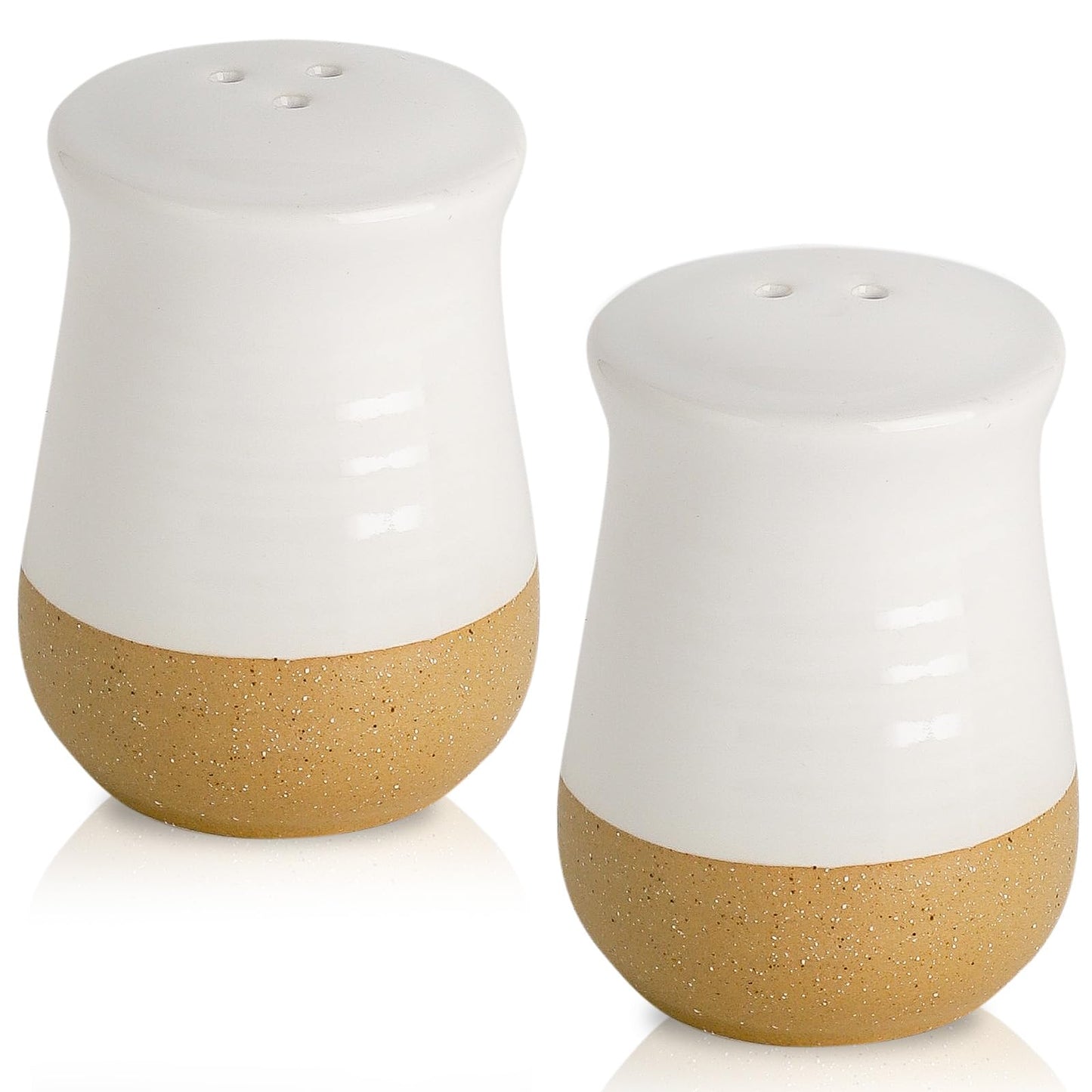 Hasense Salt and Pepper Shakers Set, Ceramic White Salt Shaker for Kitchen Counter, Cute Pepper Shakers, Refillable Spice Shaker Set for Kitchen Counter, Farmhouse Home Kitchen Decor
