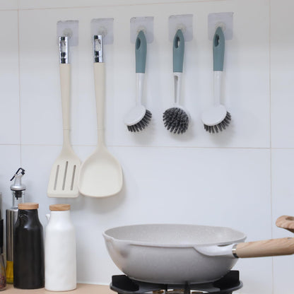 Patelai 24 Pack Kitchen Scrub Dish Brush with Long Handle Dish Scrubber with Stiff Bristles Scrub Brushes for Kitchen Dishes Washing Tools, Pots, Pans and Sink Cleaning (Celadon)