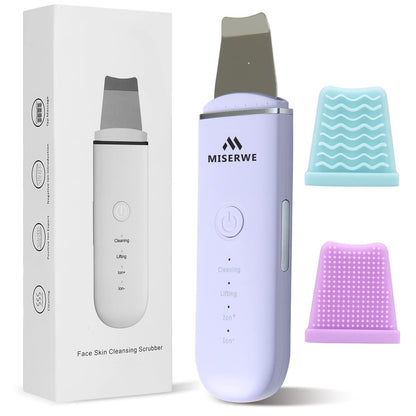 Skin Scrubber Face Skin Spatula Facial Scrubber Spatula for Deep Cleansing Blackhead Remover Pore Cleaner with 4 Modes (White)