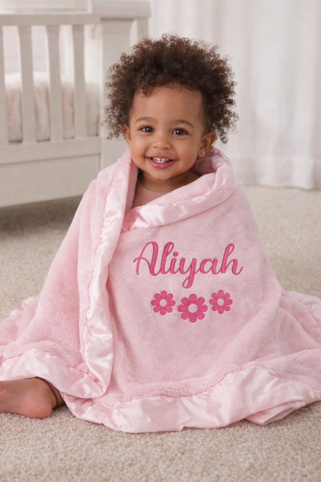 Personalized Baby Blanket for Girls - Newborn or Infant Gift with Name - Personalized Baby Blankets for Girls - Baby Blankets Newborn - Custom Pink Blanket - Custom Baby Blanket