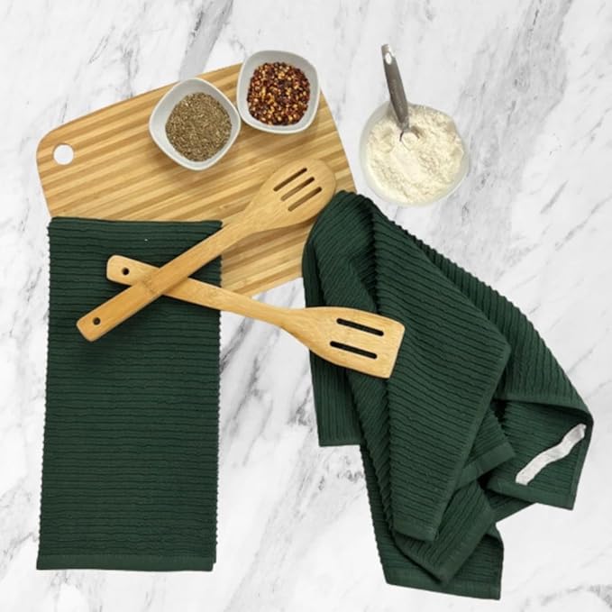 Serafina Home Dark Green Kitchen Hand Dish Towels: 100% Cotton Cloth Soft