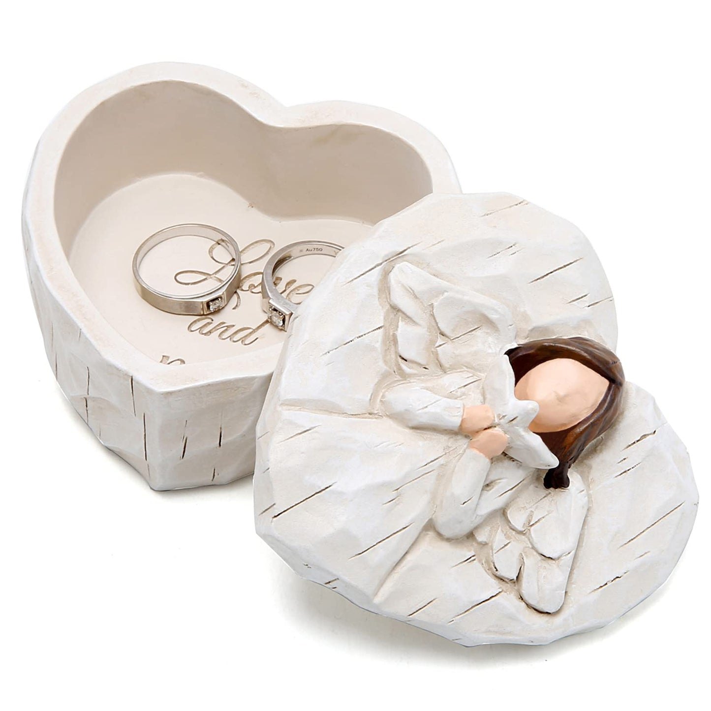 Hodao Angle Figurines Keepsake Box Decorations For Home Living Room Table Sculpted Hand-Painted Memorial Keepsake Box Love And Peace Gifts Jewelry Decor Birthday Gifts For Mom, Grandma
