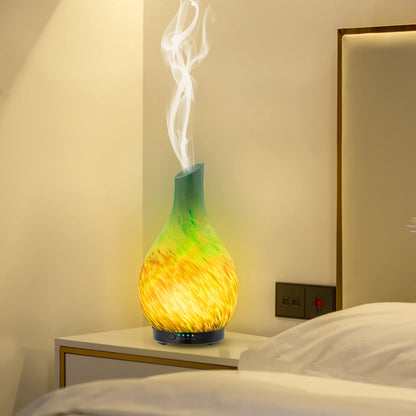 MAXWINER Essential Oil Diffusers Ultrasonic 3D Glass Aromatherapy Diffuser, Auto Shut-Off, Timer Setting, 7 Colors LED Lights Changing for Home, Office, Spa 120ml