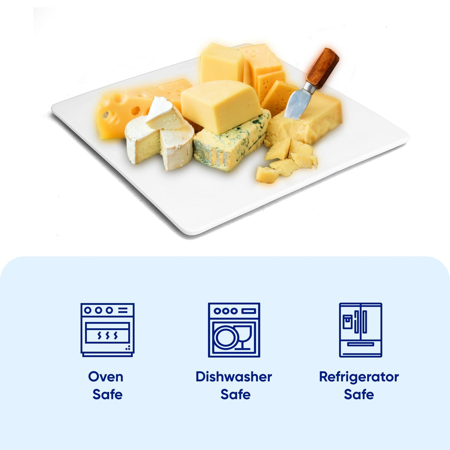 Sisson Distribution Premium Porcelain Square Serving Platter - 10 Inch, Elegant White Butter Board for Cheese, Charcuterie, Weddings, Parties, Microwave & Dishwasher Safe