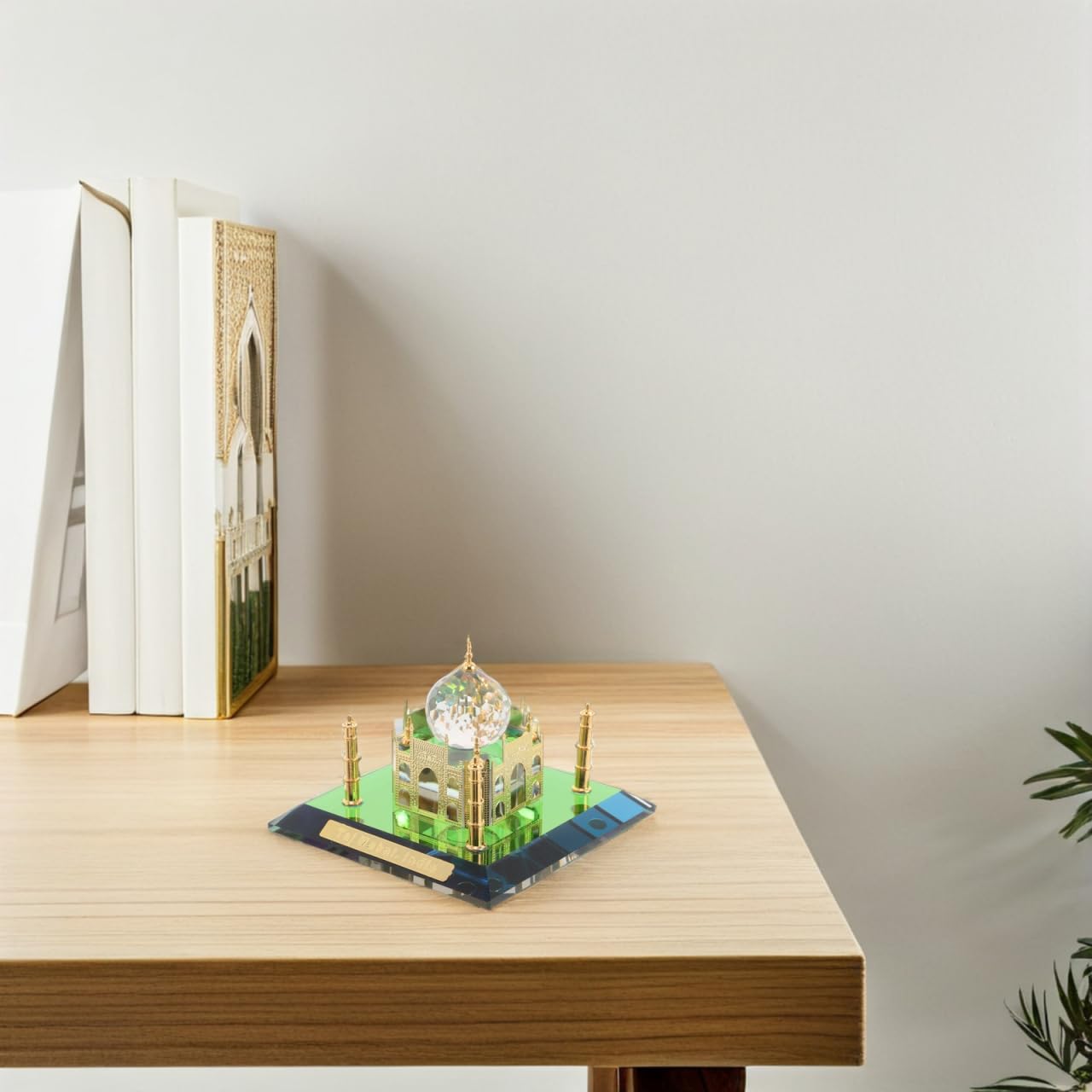 PRETYZOOM Taj Mahal Architecture Model Ornament, 2.75 in Metal Inlay Building Sculpture with Intricate Detailing for Desktop Display, Home Office Decor & Collectors