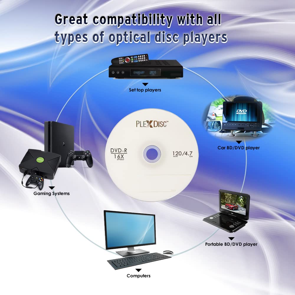 PlexDisc DVD-R 4.7GB 16x Logo Branded Recordable Media Disc - 100 Disc Spindle (FFP) 632-815-BX