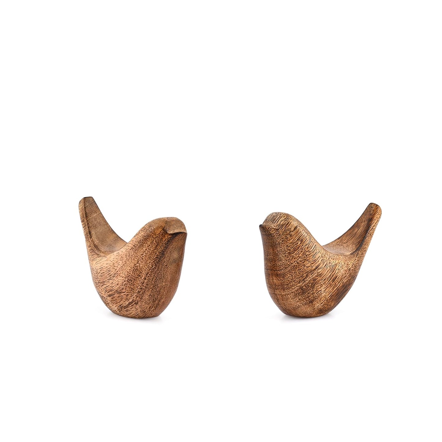 Samhita Statues – Set of 2 Handmade Bird Statues – Rustic Home Décor Gifts for Women, Moms, or Bird Lovers – Natural Wood Carving for Shelf or Table (4.25'' X 2'' X 3'')