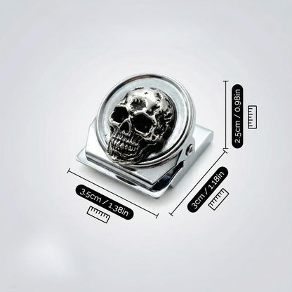 vinsiora Skull Magnetic Clips for Fridge, Set of 8 Metal Refrigerator Memo Holders, Strong Photo & Bag Clips for Kitchen Office Locker, Gothic Skull Fridge Magnets