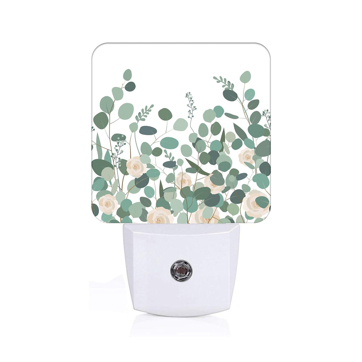 FSHVQKD Eucalyptus Branches and Roses Night Light,Plug-in Nightlights Auto Sensor Night Lamp Dusk to Dawn Lamp Home Decor for Nursery Children Girls Boys