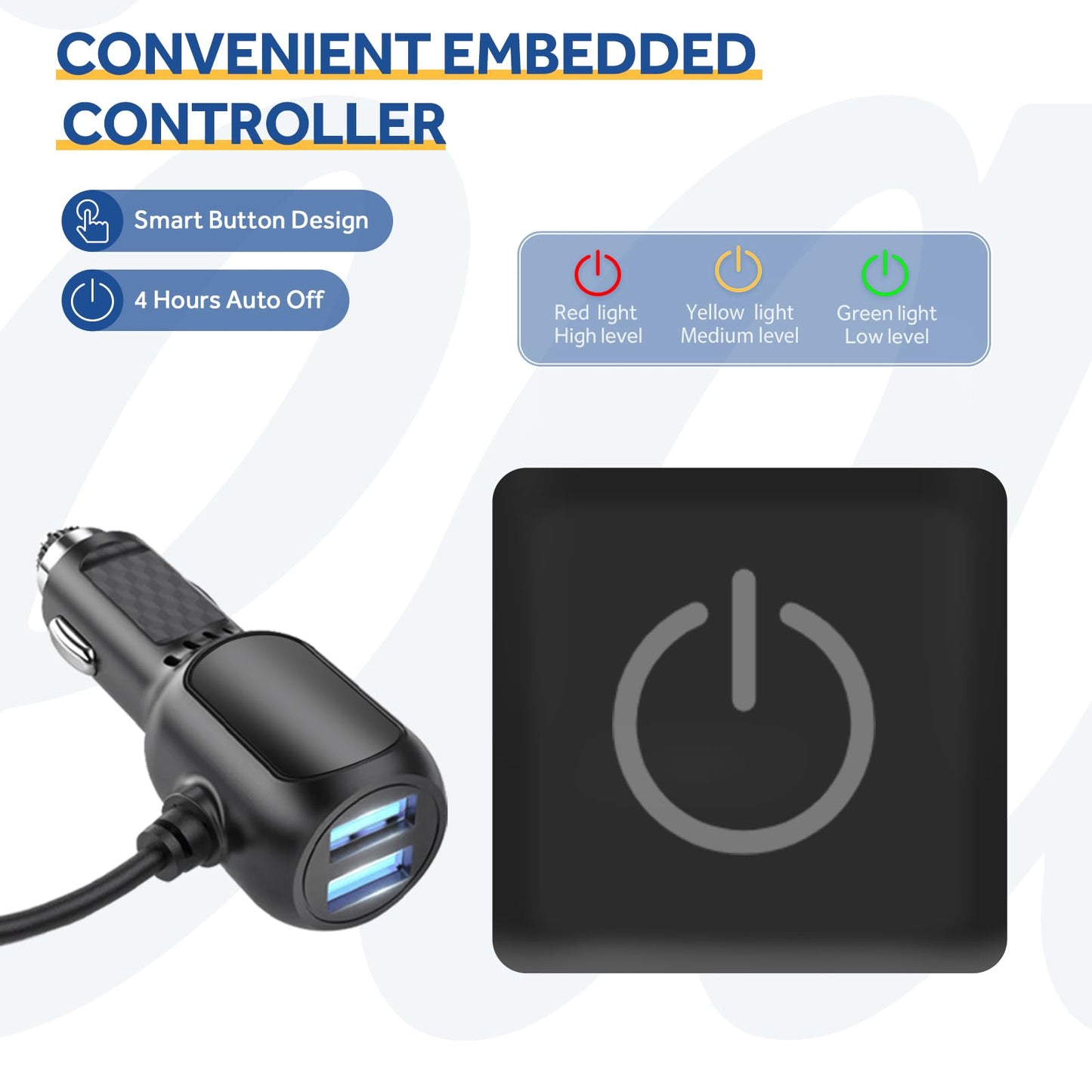 Sealy 12-Volt Heated Car Blanket, Portable Electric Blanket with 3 Heating Levels & 4 Hours Auto Off for Car, Truck, SUV, RV or Camping, Machine Washable, 59" X 43", Charcoal