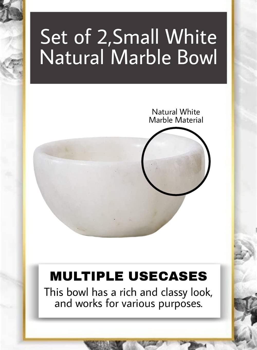 Serene Spaces Living Small White Natural Marble Bowl, Decorative Multi-Purpose Bowl- Use as Centerpiece Bowl, Candle Holder, 1.5" Tall & 3" Diameter, Set of 2