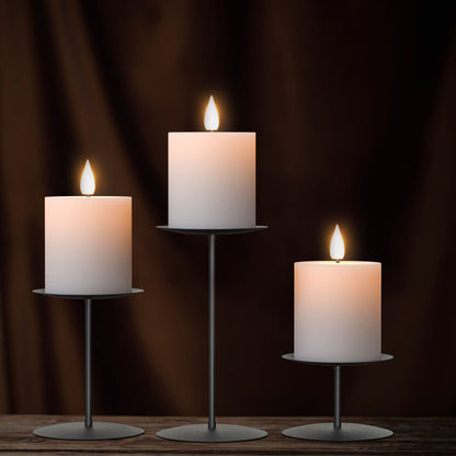 smtyle Holloween Black Candle Holder Metal Candle Stand Set of 3 Pillar Candle Holders for Table Centerpieces Fireplace Decorations Gothic Decor