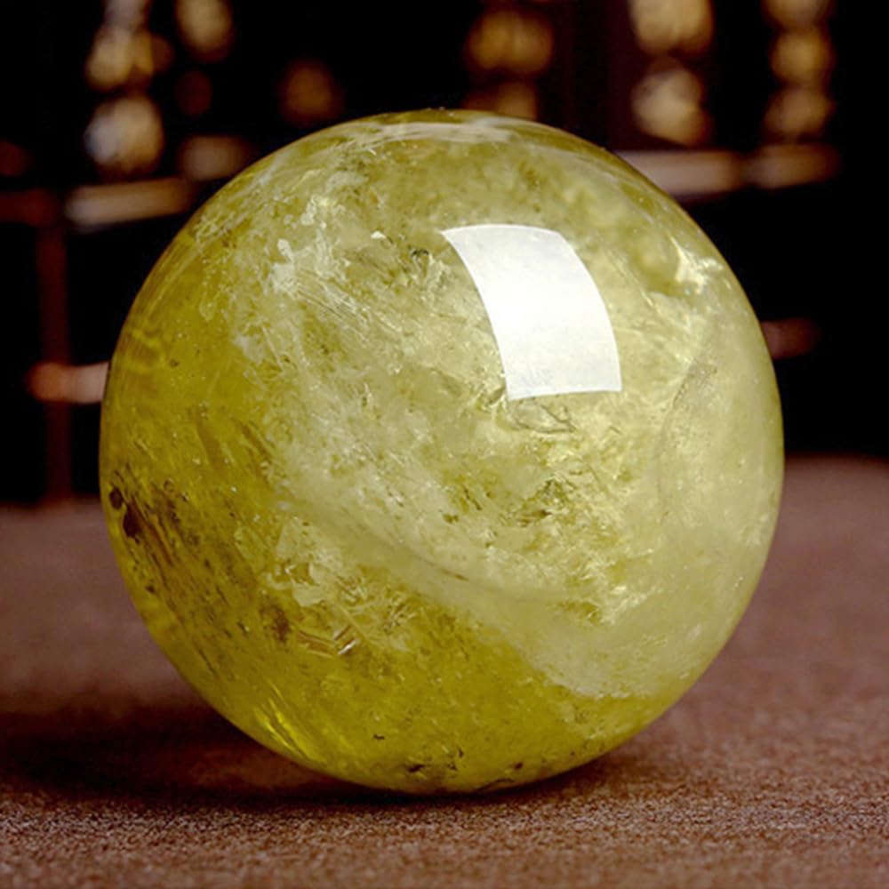 1.57-1.97inch/4-5cm Natural Citrine Crystal Ball, Hand Polished Yellow Quartz Sphere, Reiki Healing Crystal Sphere, Energy Balancing Stone Crafts, Feng Shui Home Desktop Ornament, Decorative Gift