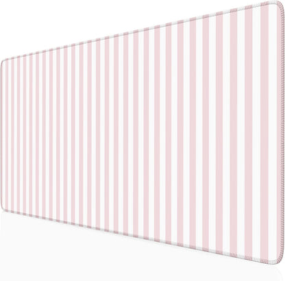 ohisxiacy Light Pink Striped Desk Mat Cute Pastel XXL Large Gaming Mouse Pad Desk Pad Kawaii Cozy Aesthetic Keyboard Laptop Computer Mat Home Office Decor for Women
