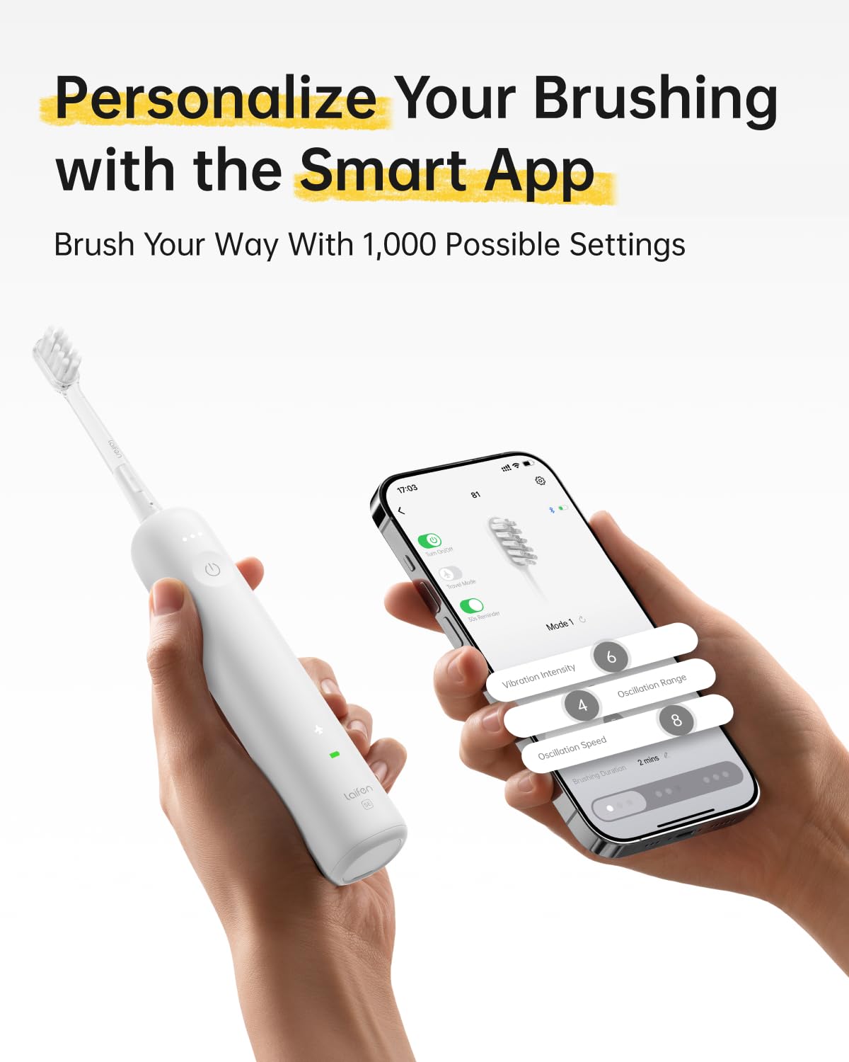Laifen Wave Special Electric Toothbrush, New 2025 Version Oscillation & Vibration Sonic Electric Toothbrush for Adults with App, 2 Brush Heads, IP68 Waterproof Travel-Friendly (Misty Lavender)