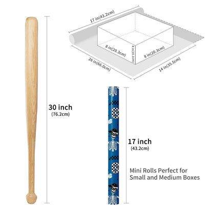 RUSPEPA 67 Skeleton Wrapping Paper Roll, Mini Roll, Blue Cool Street Style 67 Meme Design with Skeleton, Checkered & Lightning, Funny Gift Wrap for Kids, Boys, Teens, Birthday, 17 Inches x 16.4 Feet