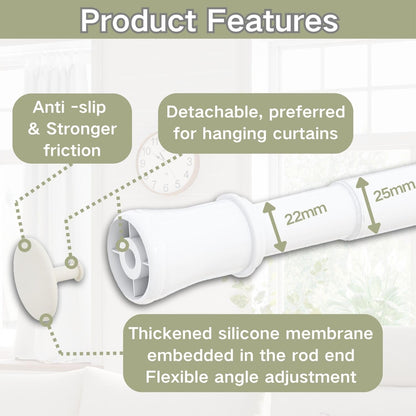 Extendable Curtain Pole Telescopic Spring Tension Rod Heavy Duty Room Divider No Drilling Curtain Rod Adjustable Pole for Wardrobe Window,Shower,Bedroom,Doorway