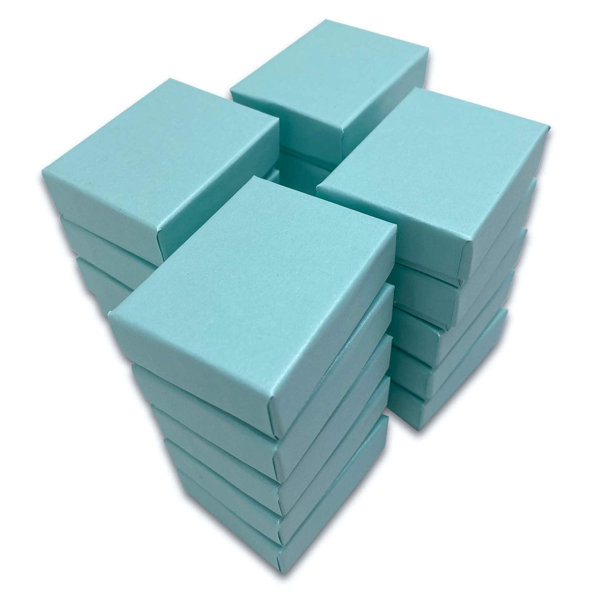 TheDisplayGuys - 25-Pack #11 Cotton Filled Cardboard Paper Jewelry Boxes Gift Case - Pearl Teal (2.1" x 1.8" x 0.8") - for Shipping or Storage