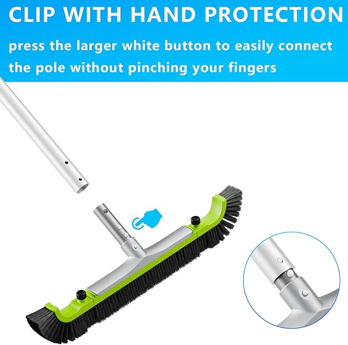Sepetrel 20” Pool Brush Head for Cleaning Walls, Heavy Duty Inground/Above