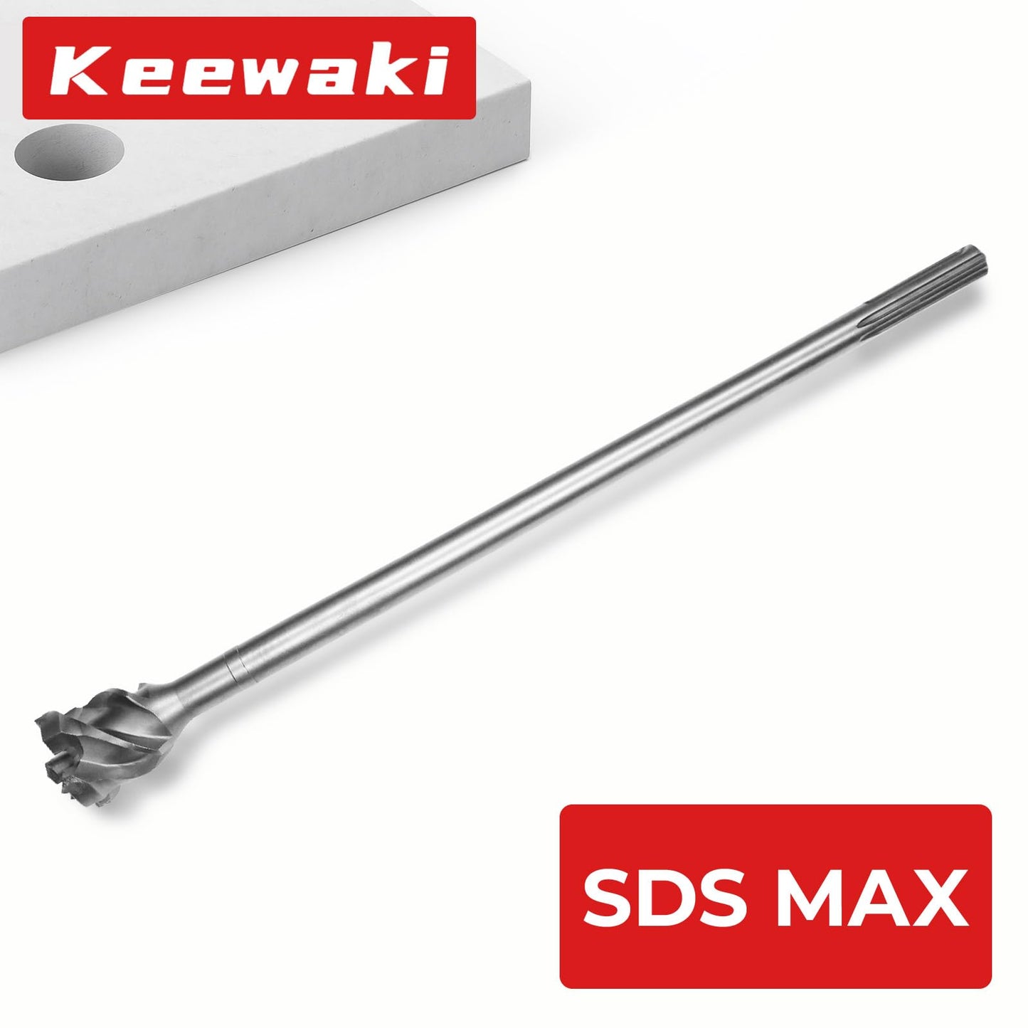 Keewaki Breakthrough Bit – SDS-max Thru-Hole Rotary Hammer Bit, 2-3/4"x24", Heavy-Duty Concrete Core Bit for Masonry and Brick, Includes Storage Tube