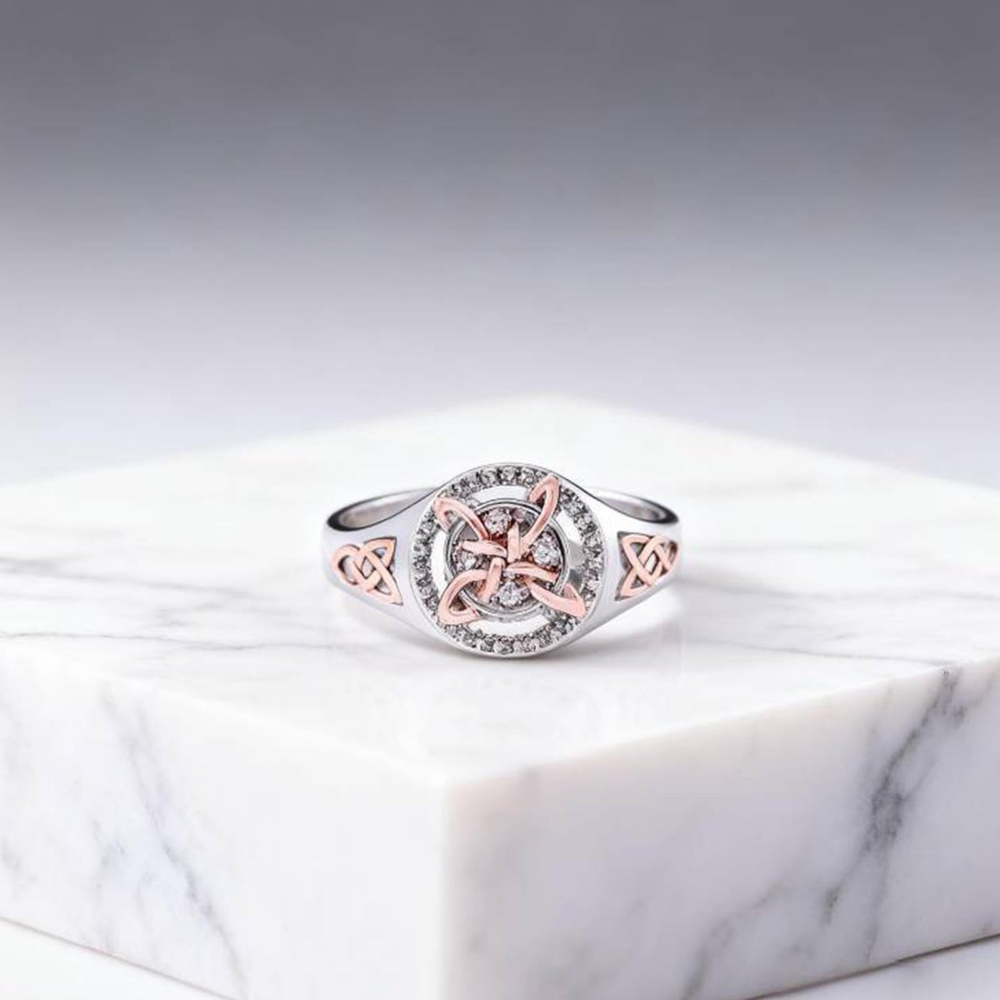 diyebof Women‘s Rings Copper Geometric Band Rings With Two Tone Zircon Accents Designed For Professional And Social Event In Sizes 6 To 10 (6)