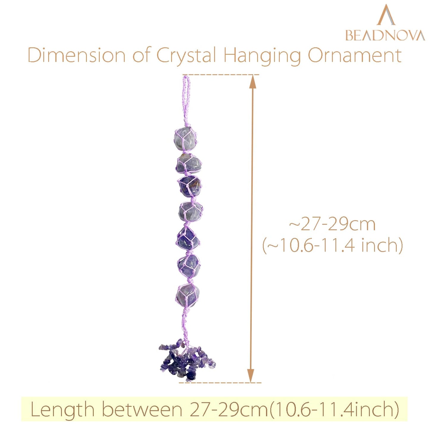 BEADNOVA Car Crystal Hanging Ornament Amethyst Positive Energy Gifts Crystal Car Accessories for Healing Decoration Yoga Meditation Home Decor