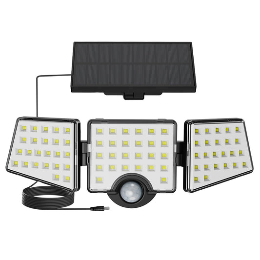 Lepro Solar Security Lights Outdoor Motion Sensor, 1200LM Solar Flood Lights with Separate Solar Panel, IP65 Waterproof, Adjustable 3Heads, Pir Wall Lights for Yard Garage Pathway