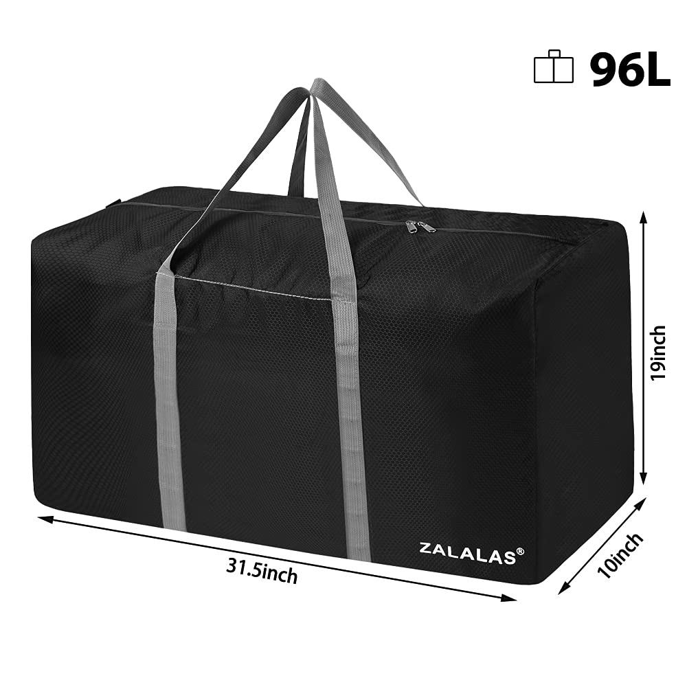 ZALALAS Travel Duffle Bag, 96L Extra Large Lightweight Holdall Bag, Foldable Duffel Bag for Men Women, Black