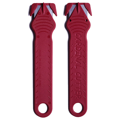 Cardinal Safety Box Cutter with Concealed Stainless Steel Blade, Package Opener Plastic Cutter for Box, Carton, Shrink Wrap, Plastic Straps (Red,Pack of 10)