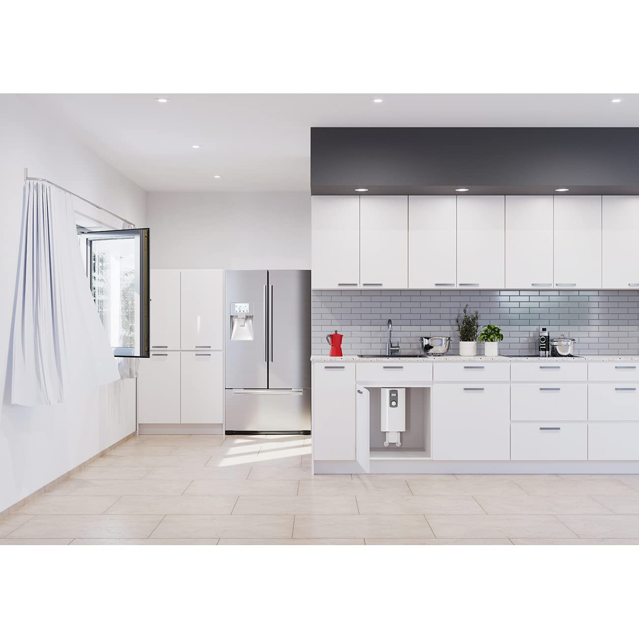 Stiebel Eltron DHX 10-2 Trend Point-of-Use Tankless Electronic Water Heater, 240V, 9.6kW, White, Made in Germany