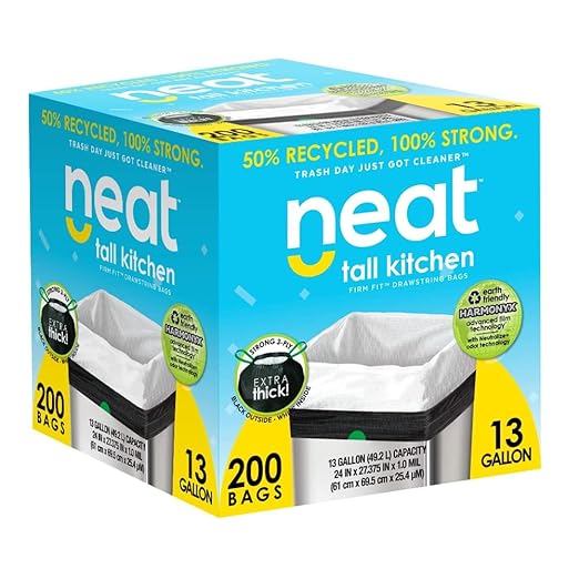 Neat Tall Kitchen 13 Gallon Drawstring Trash Bags