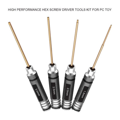 4pcs 1.5mm 2.0mm 2.5mm 3.0mm Hex Screw Driver Set Titanium Hexagon Screwdriver Wrench Tool Kit for Multi-Axis FPV Racing Drone RC Quadcopter Helicopter Car Models …