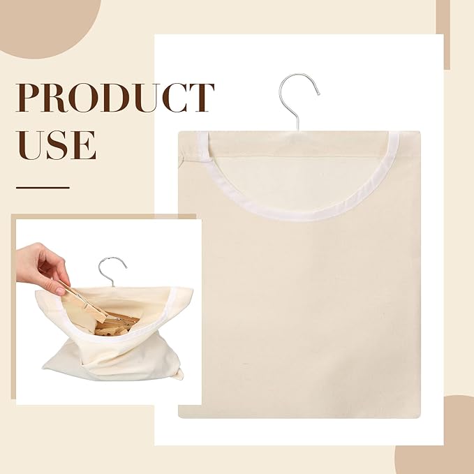 Eccliy 2 Pcs Canvas Clothespin Bag
