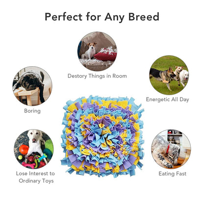 YEAKOO Dog Snuffle Mat, Hand Woven Dog Sniffing Pad Soft Pet Nose Work Smell Snuffle Mat Training Feeding Foraging Skill Blanket Dog Play Mats Puzzle Toys 45cmx45cm (Yellow/Purple/Blue)