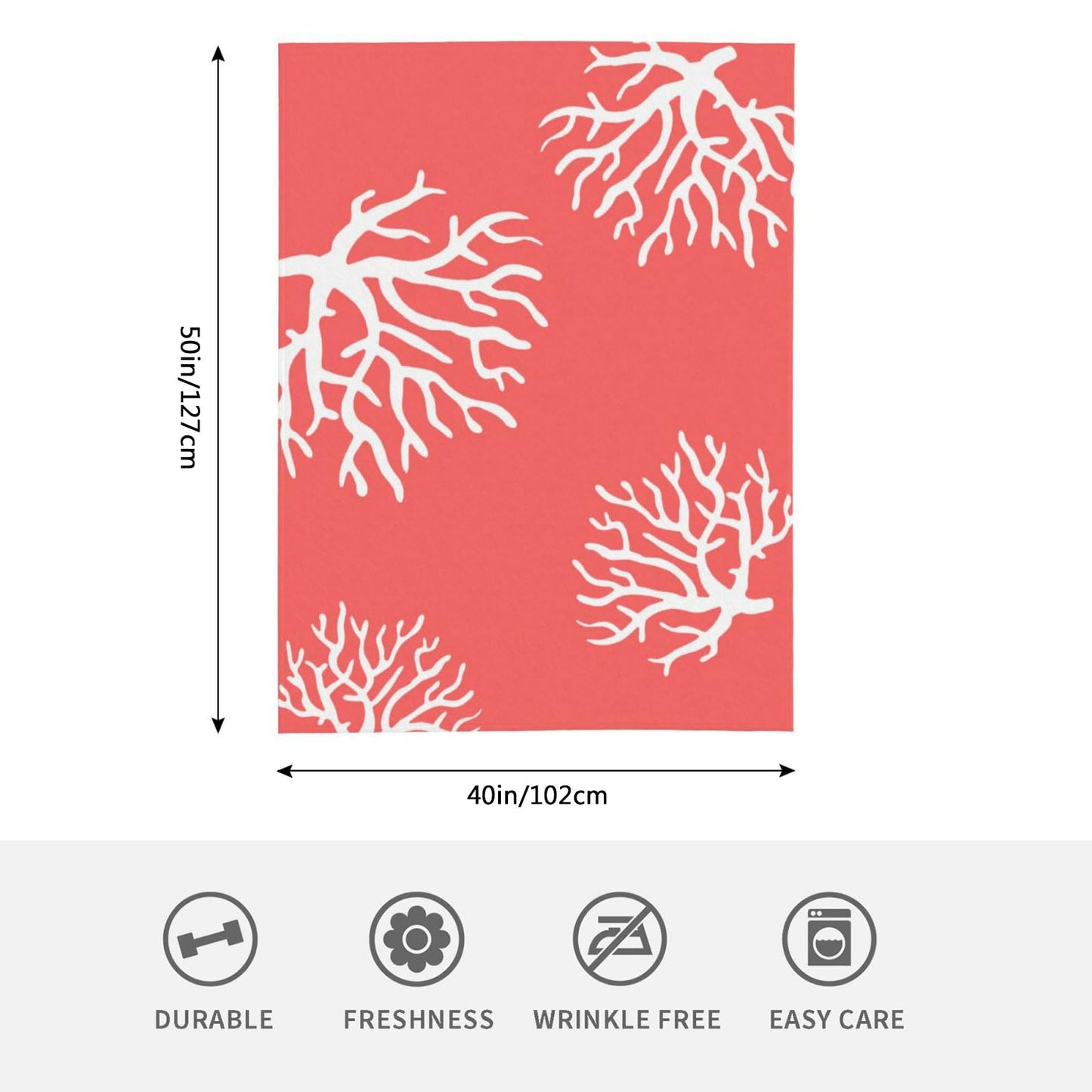 HGOD DESIGNS Beach Coral Fleece Throw Blanket Soft Cozy Coral Fuzzy Blanket Caring for Women & Adults Ocean Coral Pink Branch Reef Nature Red White Plush Microfiber Blanket 40"x50"