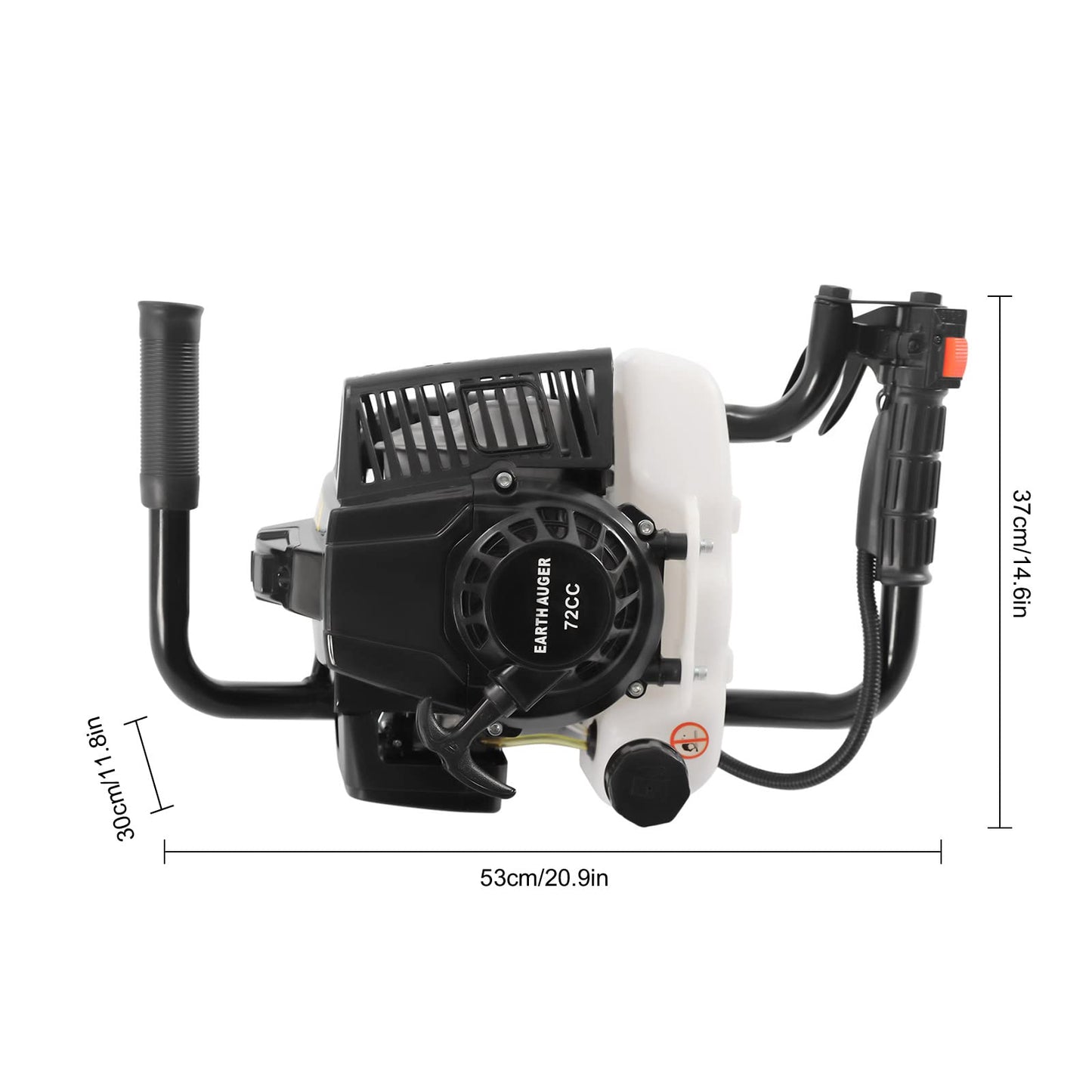 MRFIOJYDR Auger Post Hole Digger, Gas Powered Earth Post Hole Digger Post Holes Earth Digger Petrol Drill Borer Bulb Planting Drill Fence Hole Maker Machine (72CC 4.1HP 3KW)