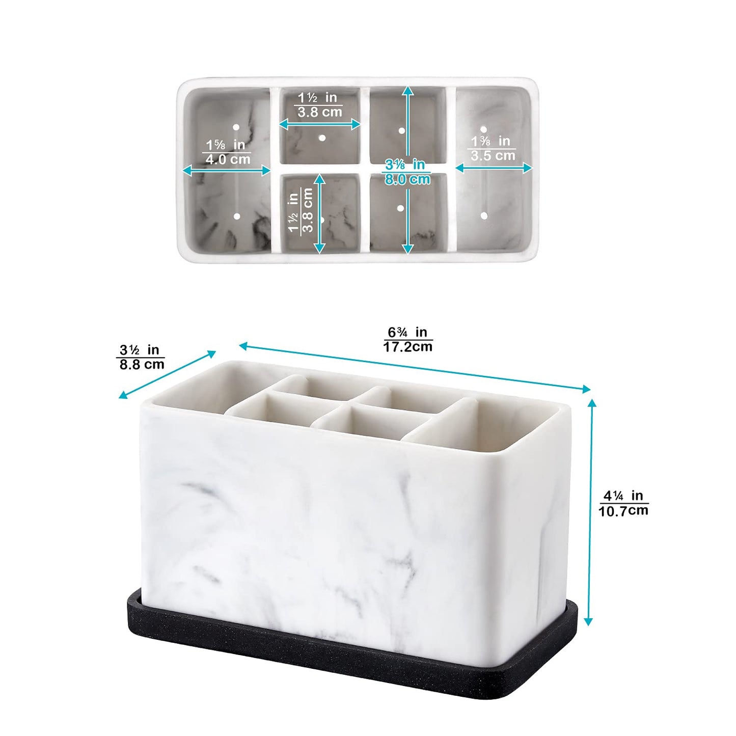 ZCCZ Marble Look Toothbrush Holder for Bathroom Countertop Organizer, Holds Toothpaste, Dental Floss, Razor, Comb, Makeup Brushes, and More, Stylish Bathroom Accessory for Tooth Brushing Essentials