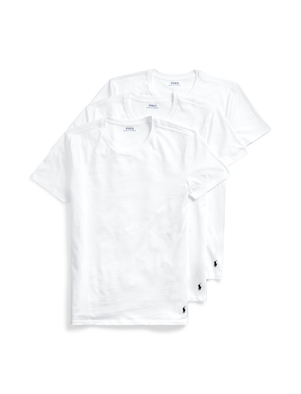 POLO RALPH LAUREN Classic Fit Undershirt w/Wicking 3-Pack Crews 3 White/Cruise Navy Pp LG