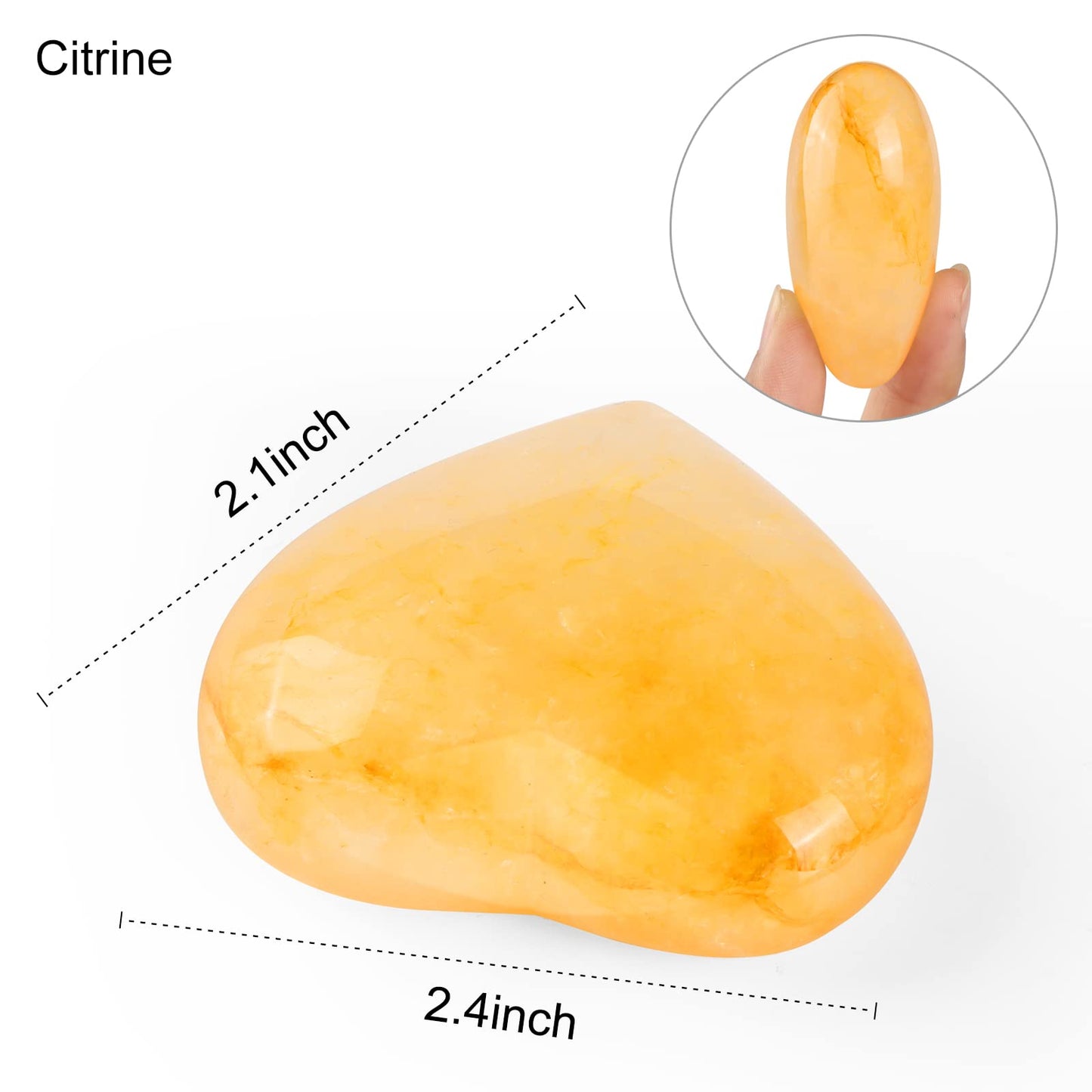 SMQ 60mm Citrine Crystal Heart Shaped Rock Worry Stone Hand Carved Polished Gemstone Pocket Palm Healing Crystal Chakra Love Stones for Balancing Reiki Healing Meditation