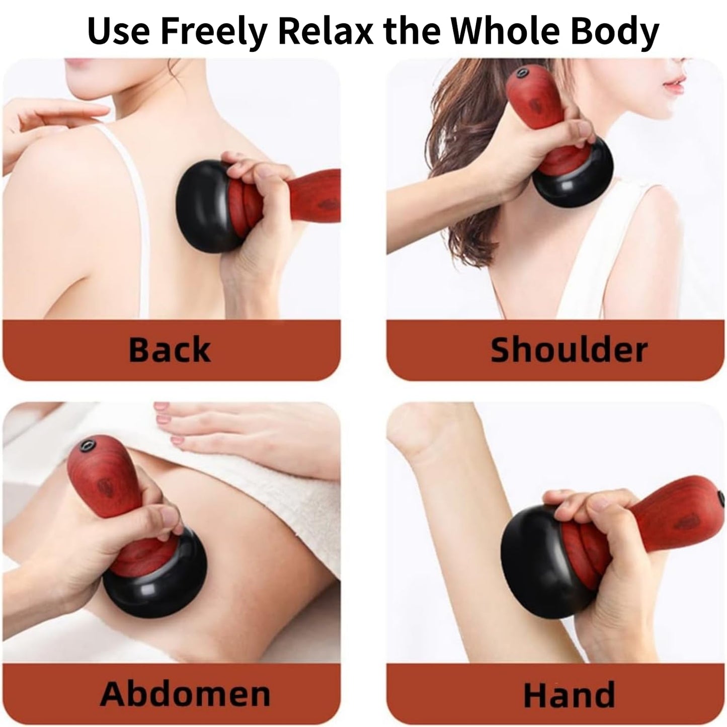 WeiiTech Hot Stones for Massage, Electric Body Massager with Temperature Control, Natural Bian Stone Gua Sha Scraping Massager for Home SPA Relaxation Treatment Pain Relief