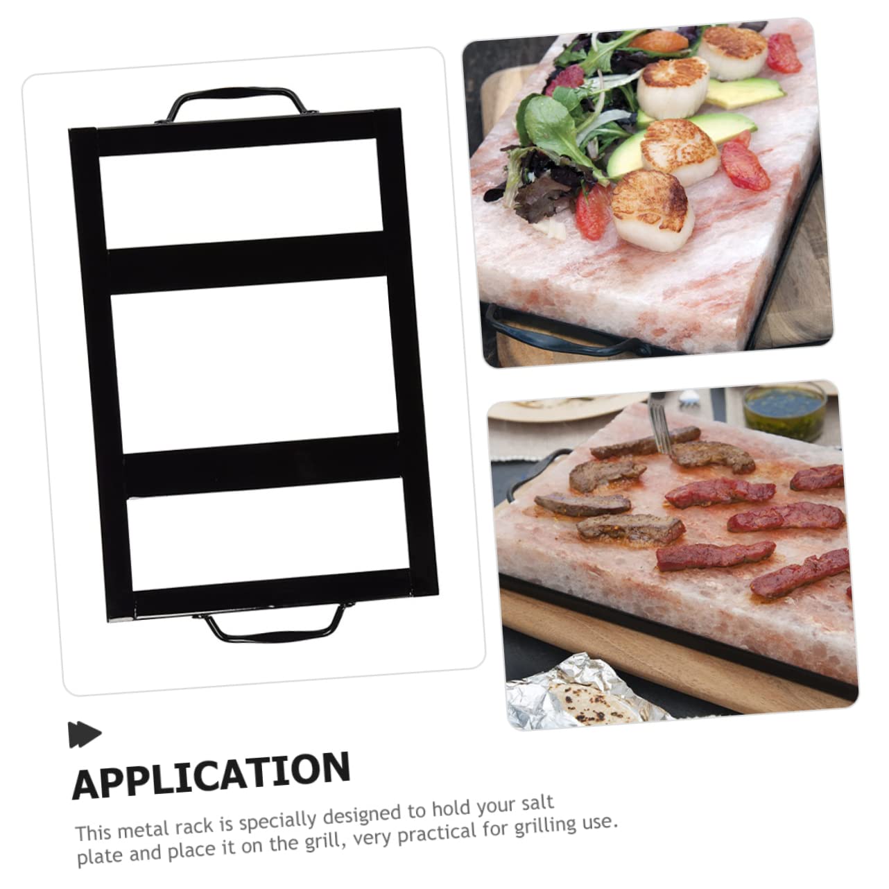 Sosoport Cooking Salt Plate Tray Salt Plate Holder for Grill Sturdy Stainless Steel Smooth Enameled Coating