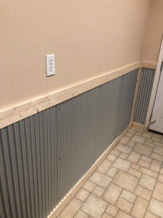 CeilingConnex Colorado Steel Rustic Corrugated Metal Wainscoting (5-Pack Antique) - Grey Metal Panels for Walls