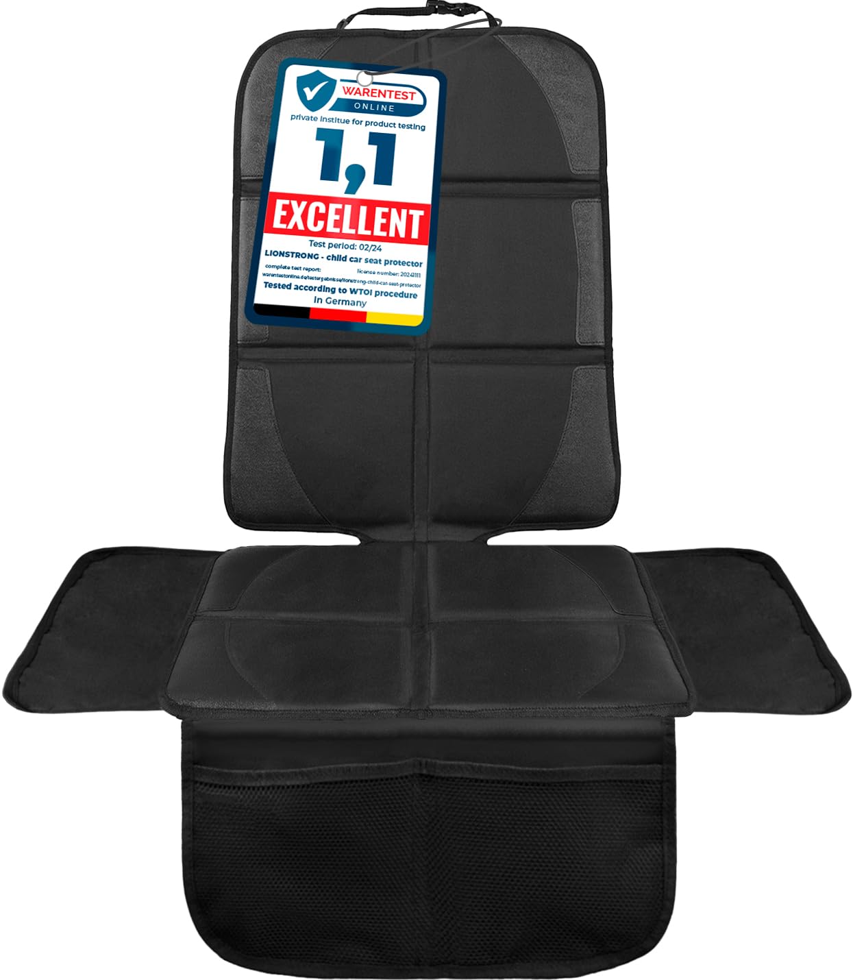 LIONSTRONG® Car Seat Protector for Child Seat [ISOFIX compatible]- Seat Cover for Infant Seat waterproof - Carseat Seat Protectors Baby - Car Seat Mat Dirt resistant - black