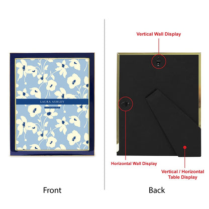 Laura Ashley 8x10 Navy Enamel Picture Frame, Gold Metal Edge with Easel, for Countertop, Counterspace, Tabletop Display, Bookshelf, Desk, Wall Décor, Photo Gallery (8x10, Navy W/Gold)